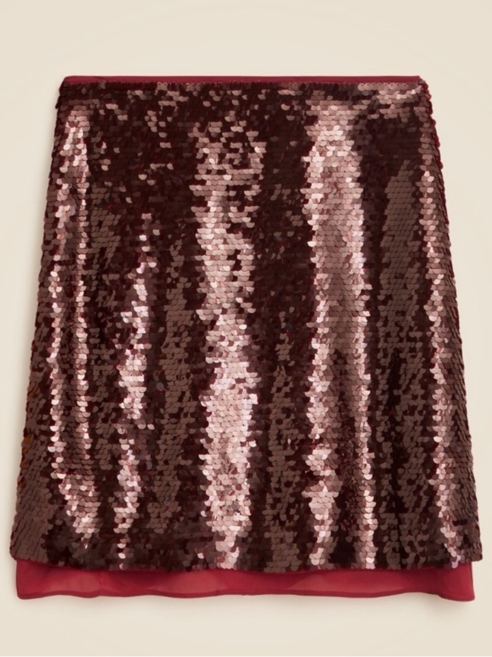 ✨ J.Crew Burgundy Sequin Skirt Size 10 Chiffon Layered Look